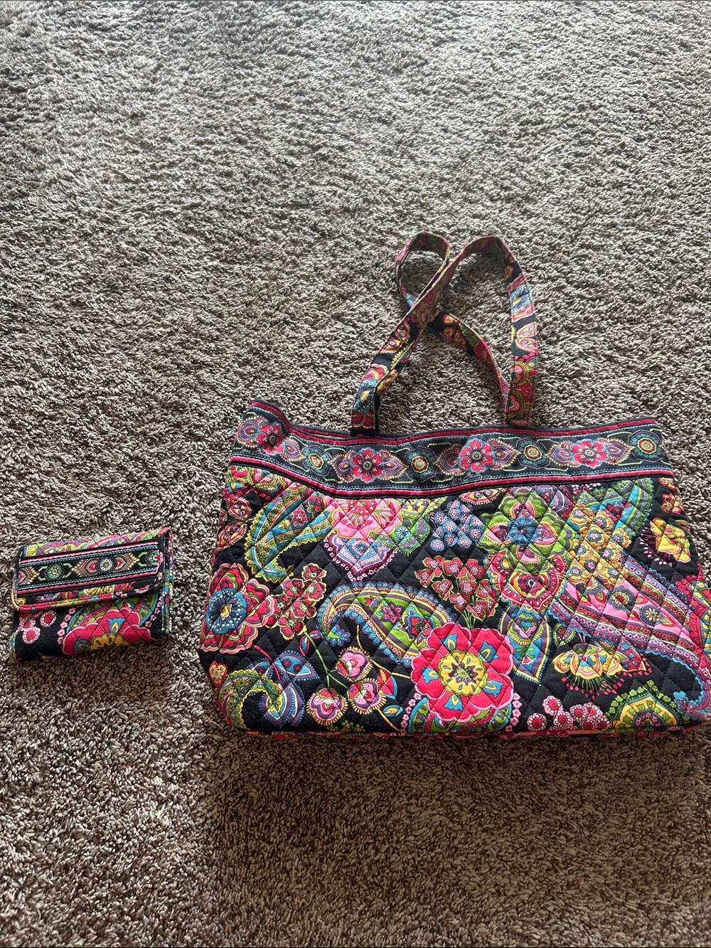 Quilted Floral Vera Bradley Tote Bag in Multi-Color
